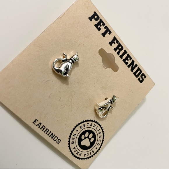 Silver Cat Earrings by Pet Friends - Picture 4 of 10